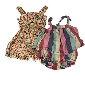 3-Piece Baby Girl Romper & Short Set Bundle – Size 12–18 Months